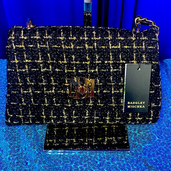 Badgley Mischka Handbags - BADGLEY MISCHKA Black & White
Bouclé-Tweed Crossbody/Shoulder Bag, NWT